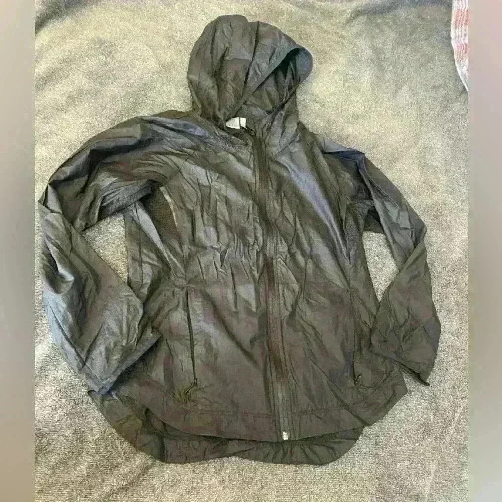 Athleta Black Lightweight Packable Hooded Jacket